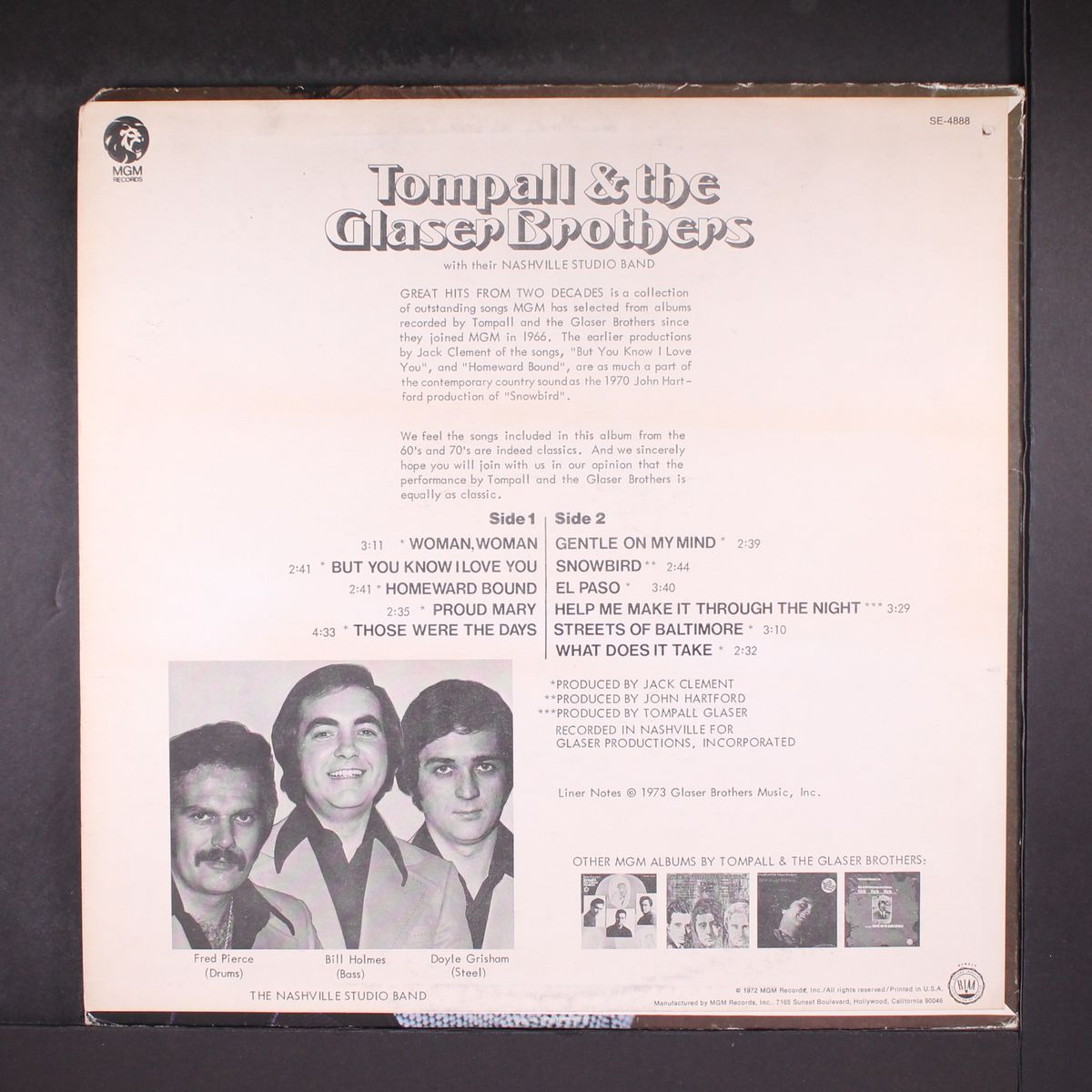 sing great hits from 2 decades by TOMPALL & GLASER BROTHERS