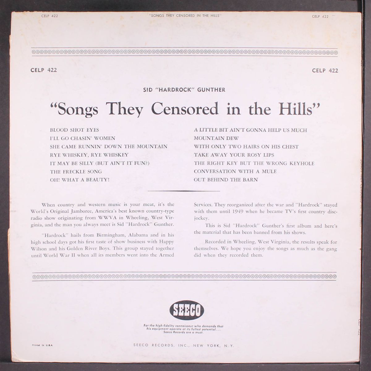 songs they censored in the hills by SID 'HARDROCK' GUNTER
