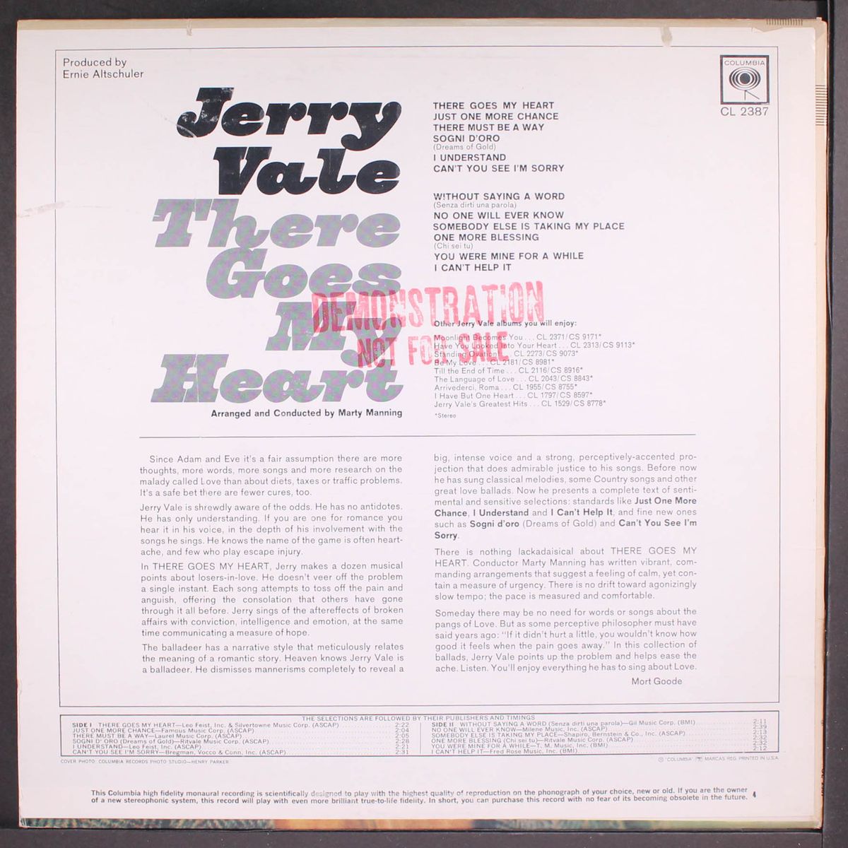 there goes my heart by JERRY VALE