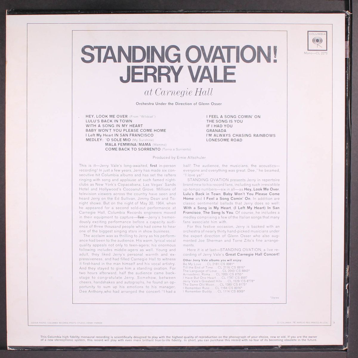 standing ovation by JERRY VALE