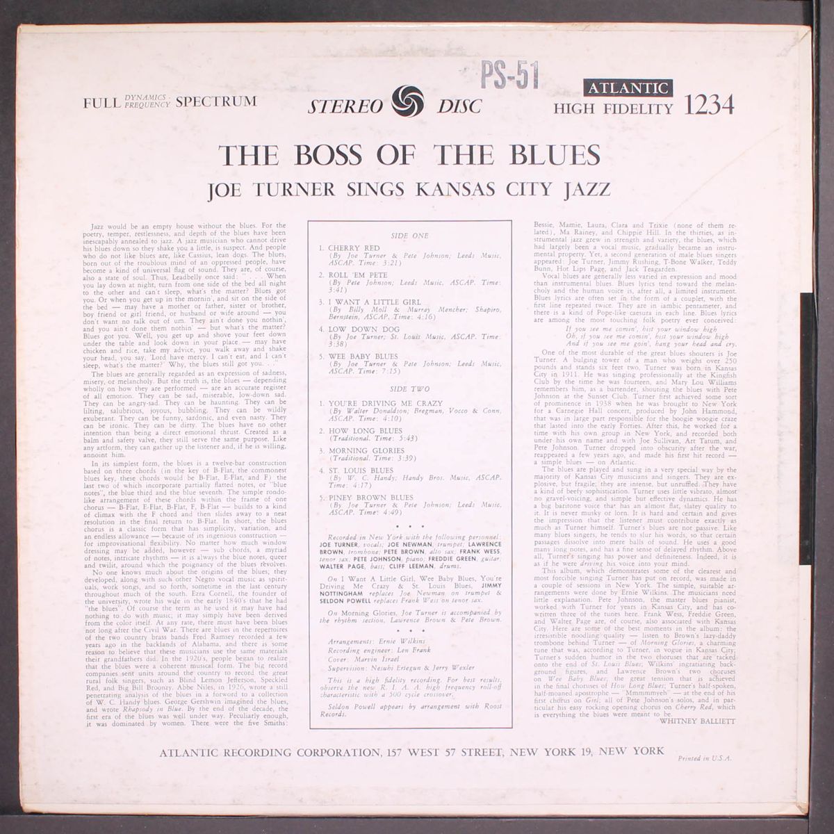 the boss of the blues by JOE TURNER