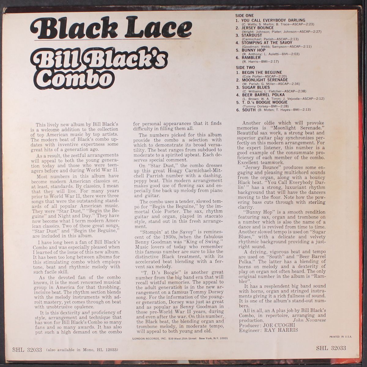 black lace by BILL BLACK'S COMBO