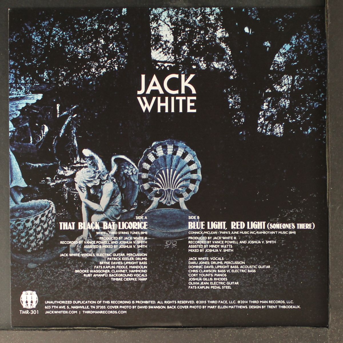 that black bat licorice / blue light, red light (someone's there) by JACK WHITE