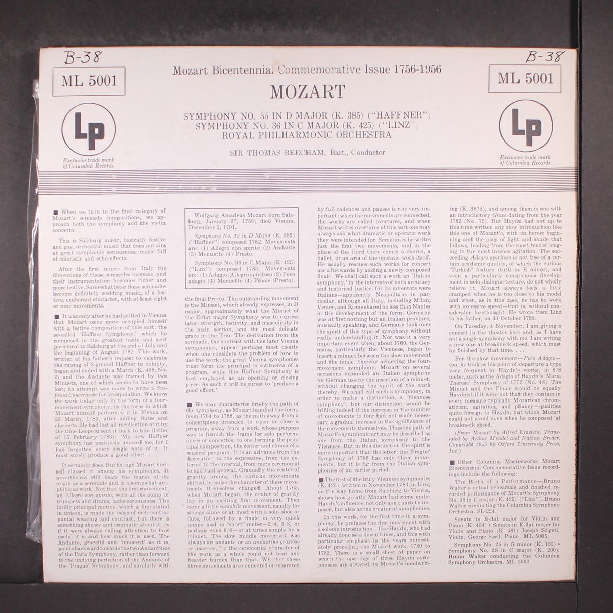 mozart: symphony no. 35 in d major by SIR THOMAS BEECHAM