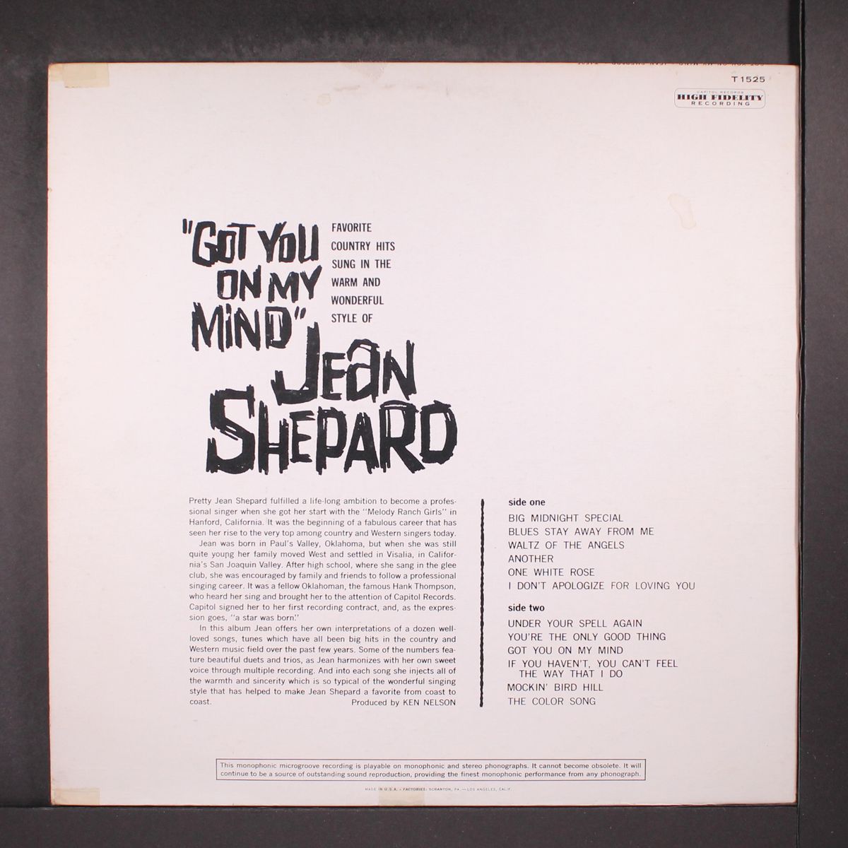 got you on my mind by JEAN SHEPARD