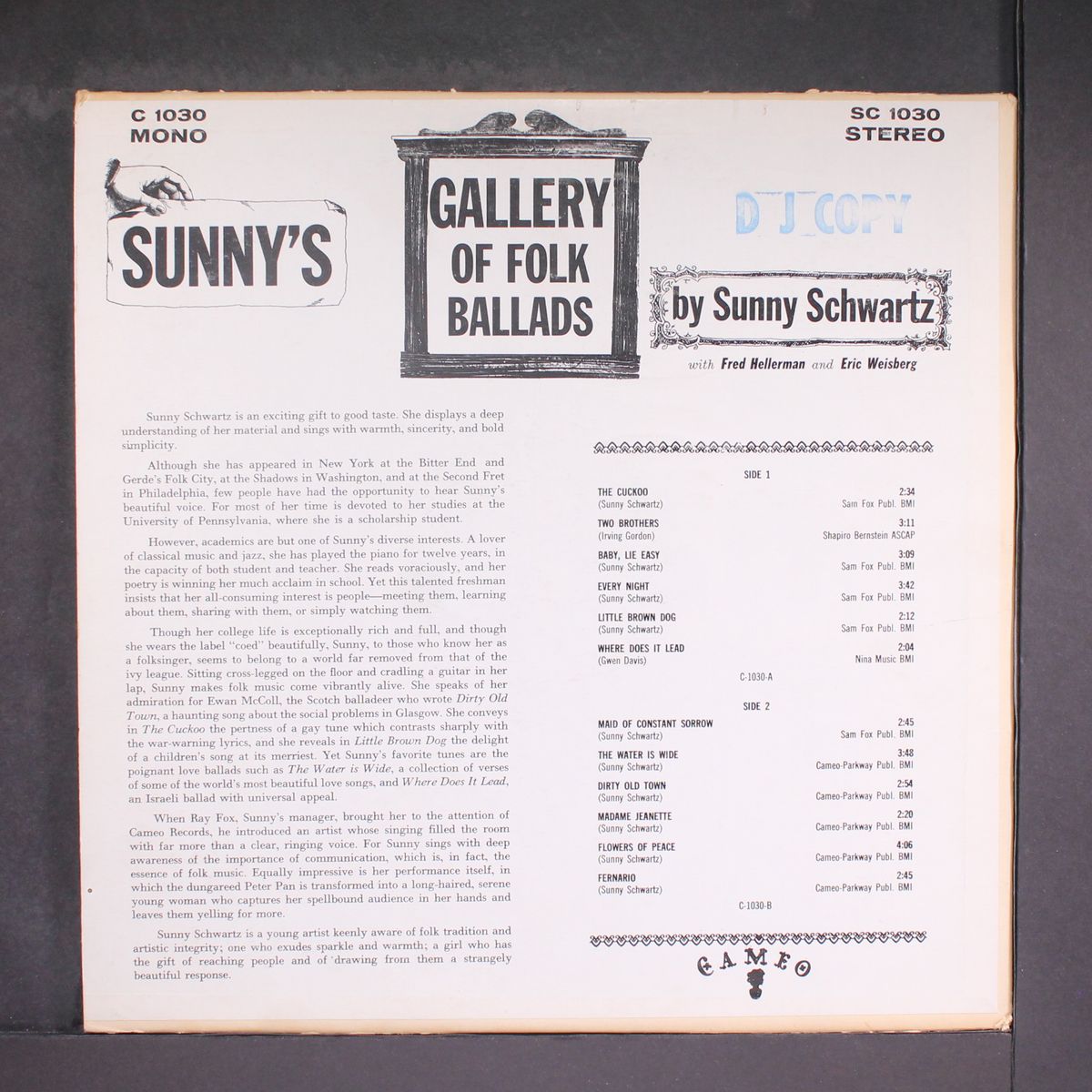 gallery of folk ballads by SUNNY SCHWARTZ