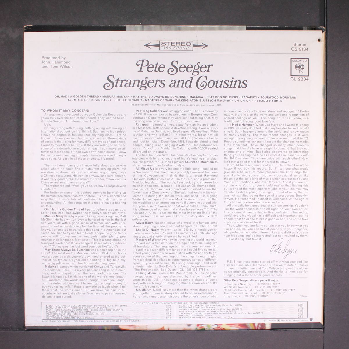 strangers and cousins by PETE SEEGER