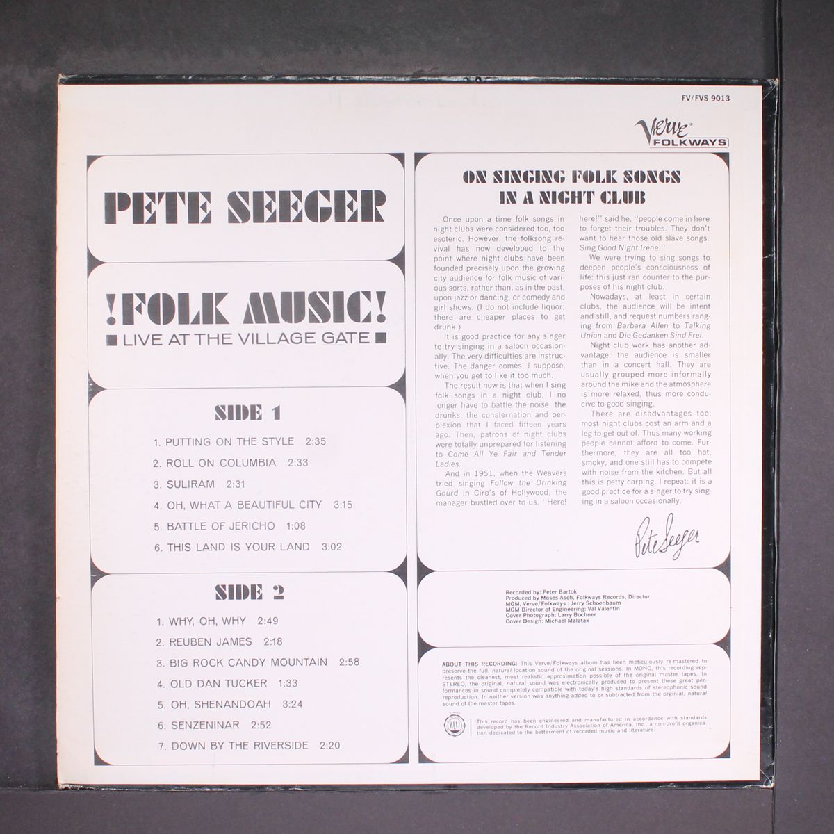 folk music live at the village gate by PETE SEEGER