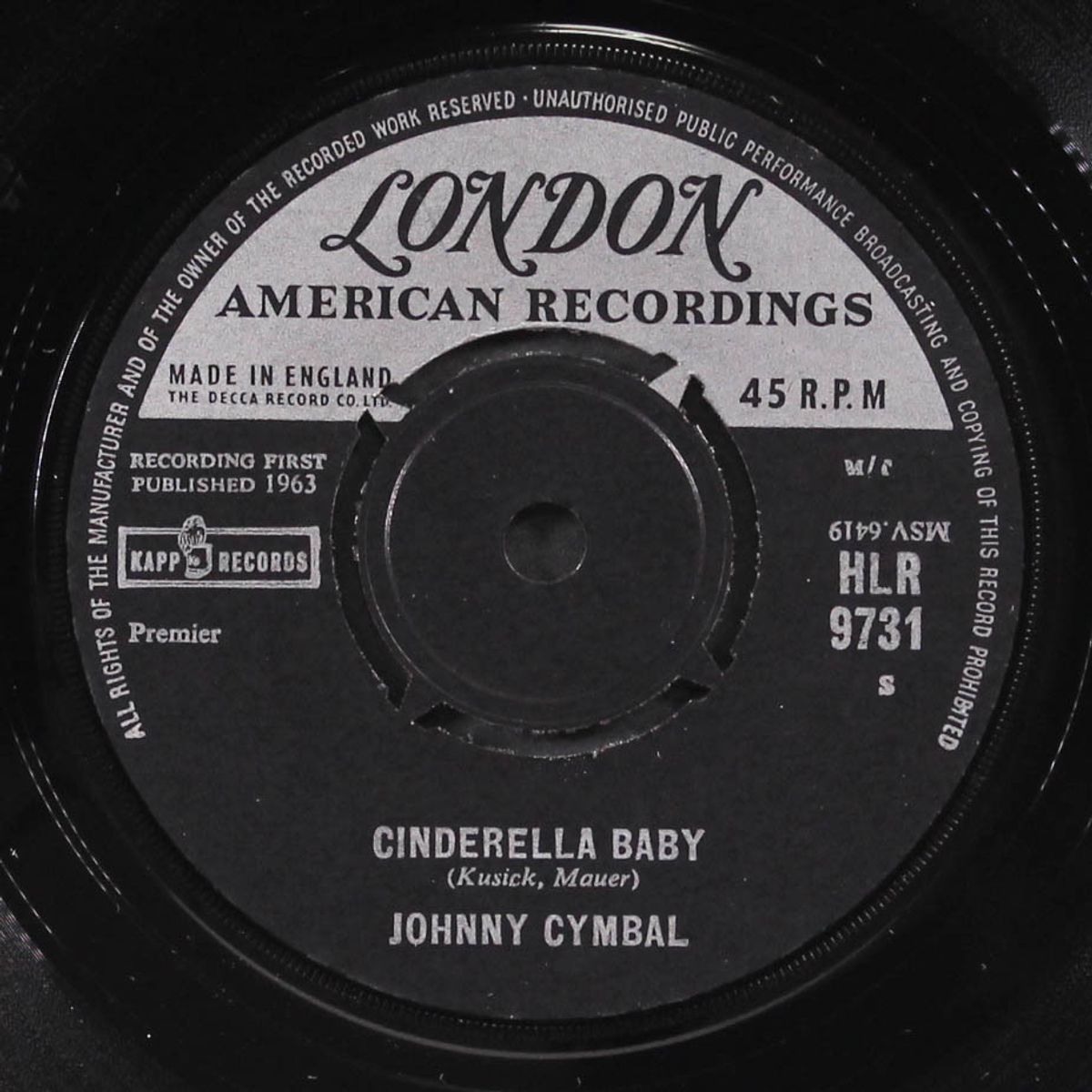 teenage heaven / cinderella baby by JOHNNY CYMBAL