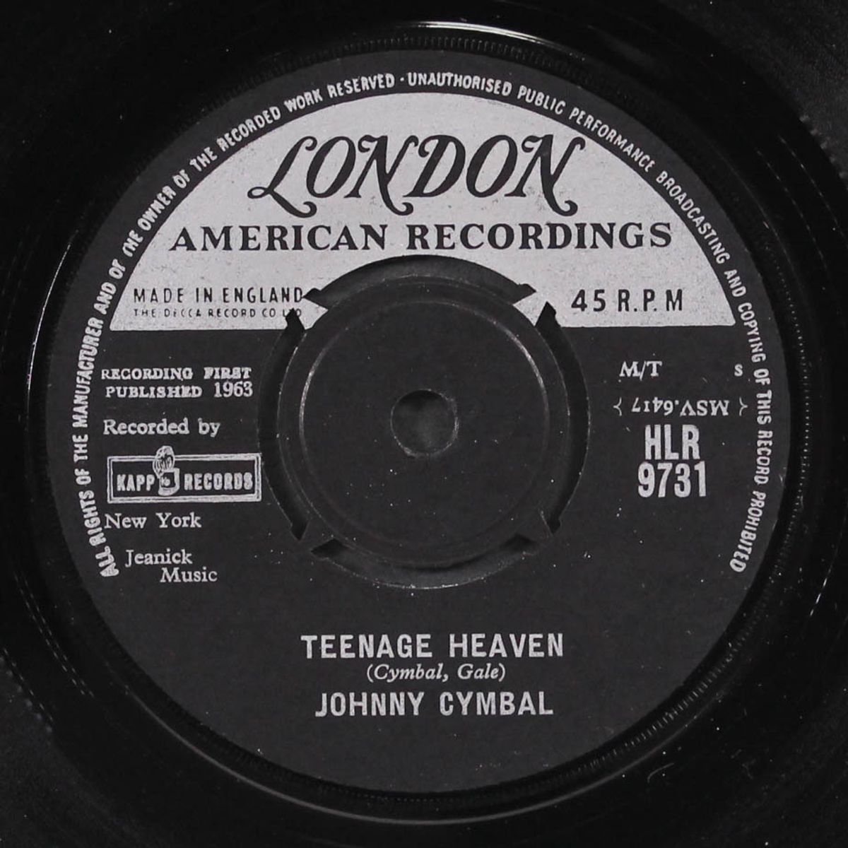teenage heaven / cinderella baby by JOHNNY CYMBAL