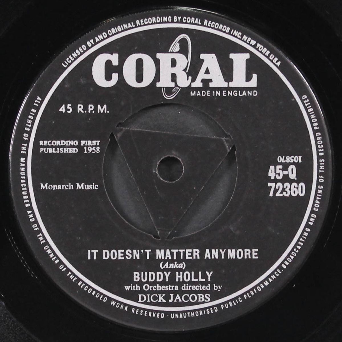 it doesn't matter anymore / raining in my heart by BUDDY HOLLY