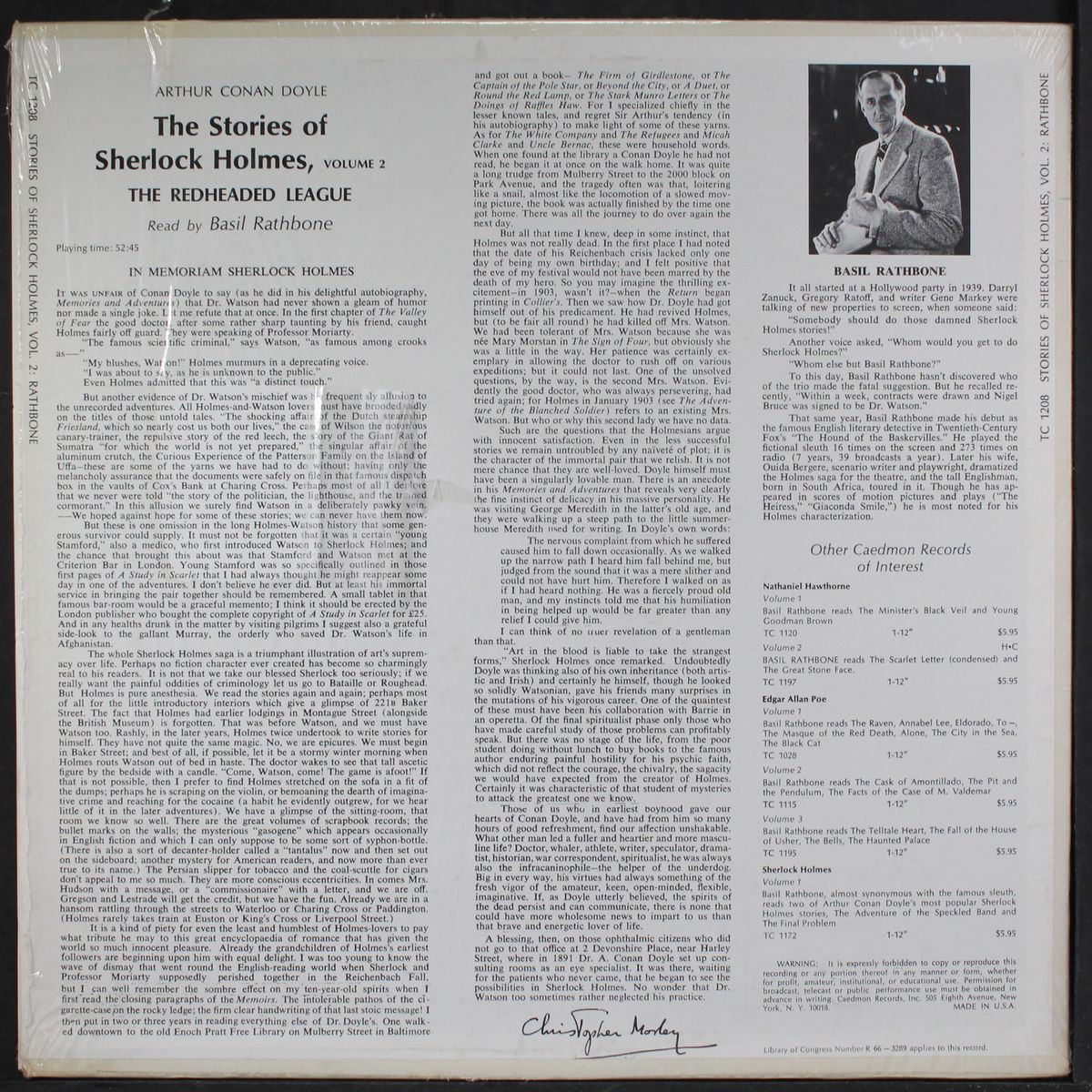 the stories of sherlock holmes, vol. 2: the redheaded league by BASIL RATHBONE
