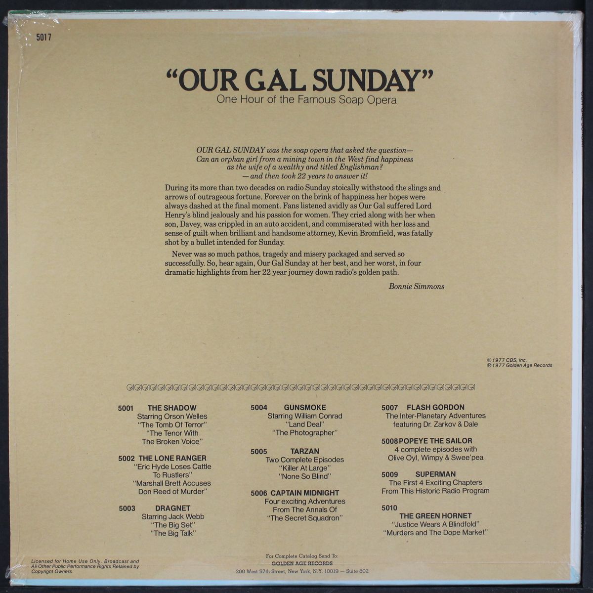 our gal sunday by ORIGINAL RADIO BROADCAST