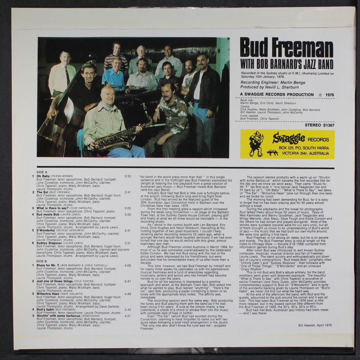 with bob barnard's jazz band by BUD FREEMAN