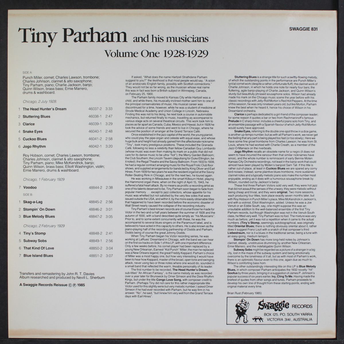 1928-1929, vol. 1 by TINY PARHAM