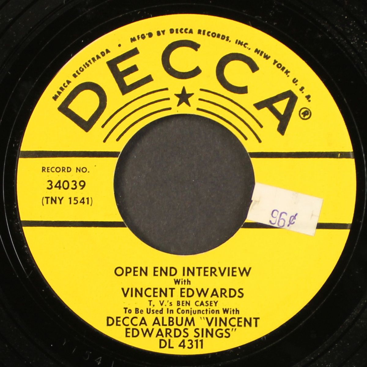 open end interview by VINCENT EDWARDS