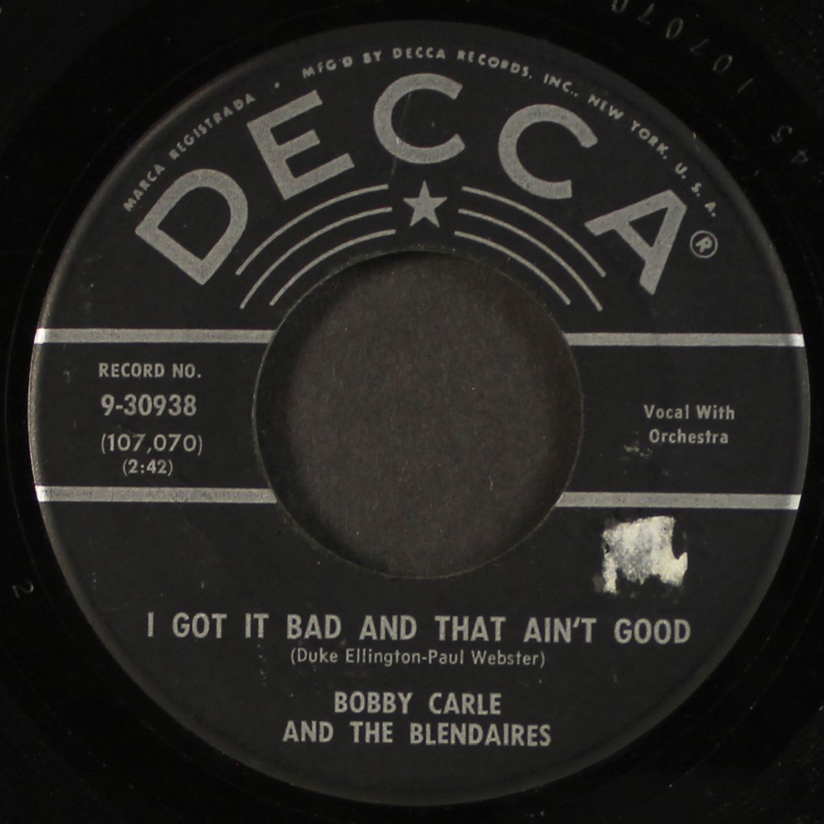 i got it bad and that ain't good by BOBBY CARLE & BLENDAIRES