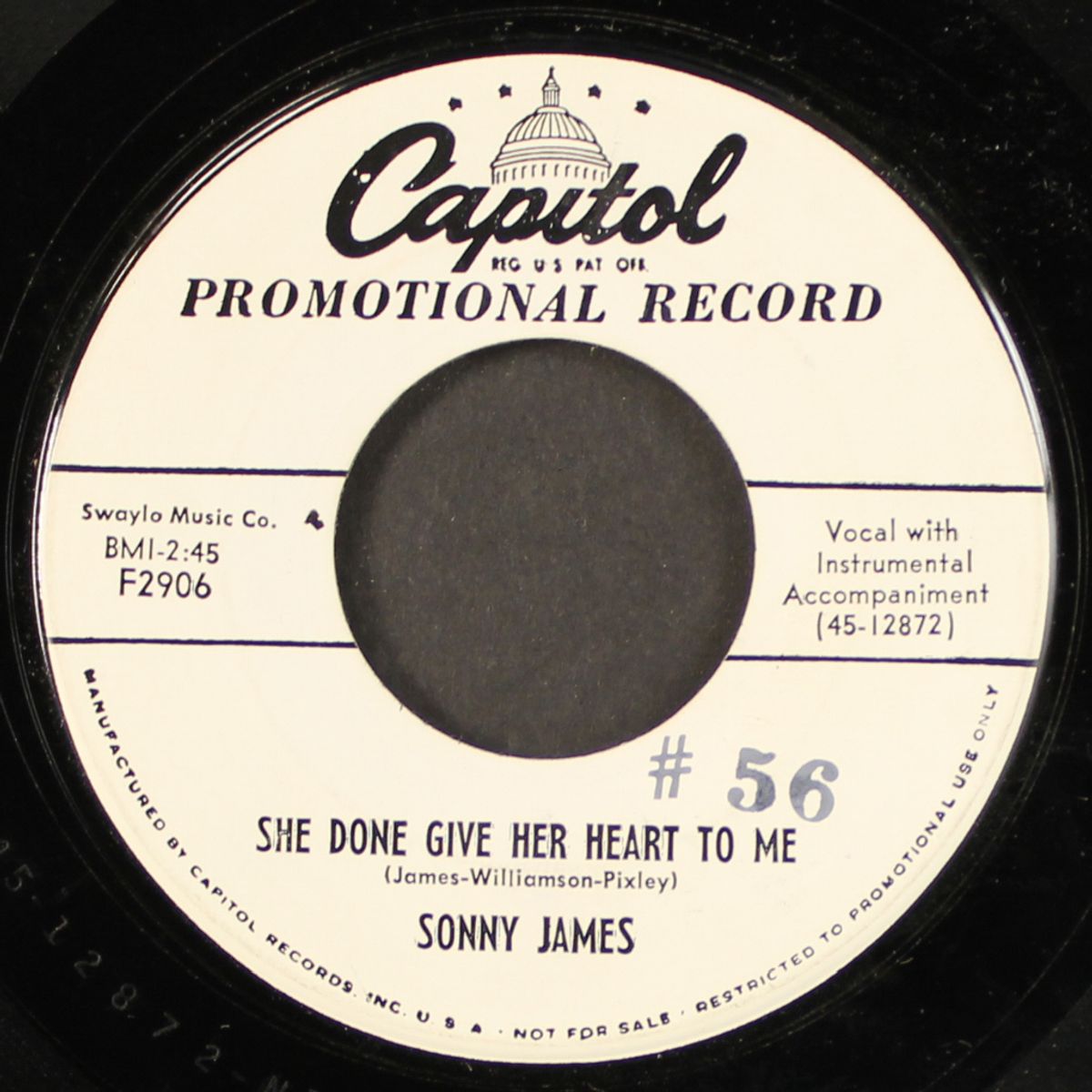 oceans of tears / she done give her heart to me by SONNY JAMES