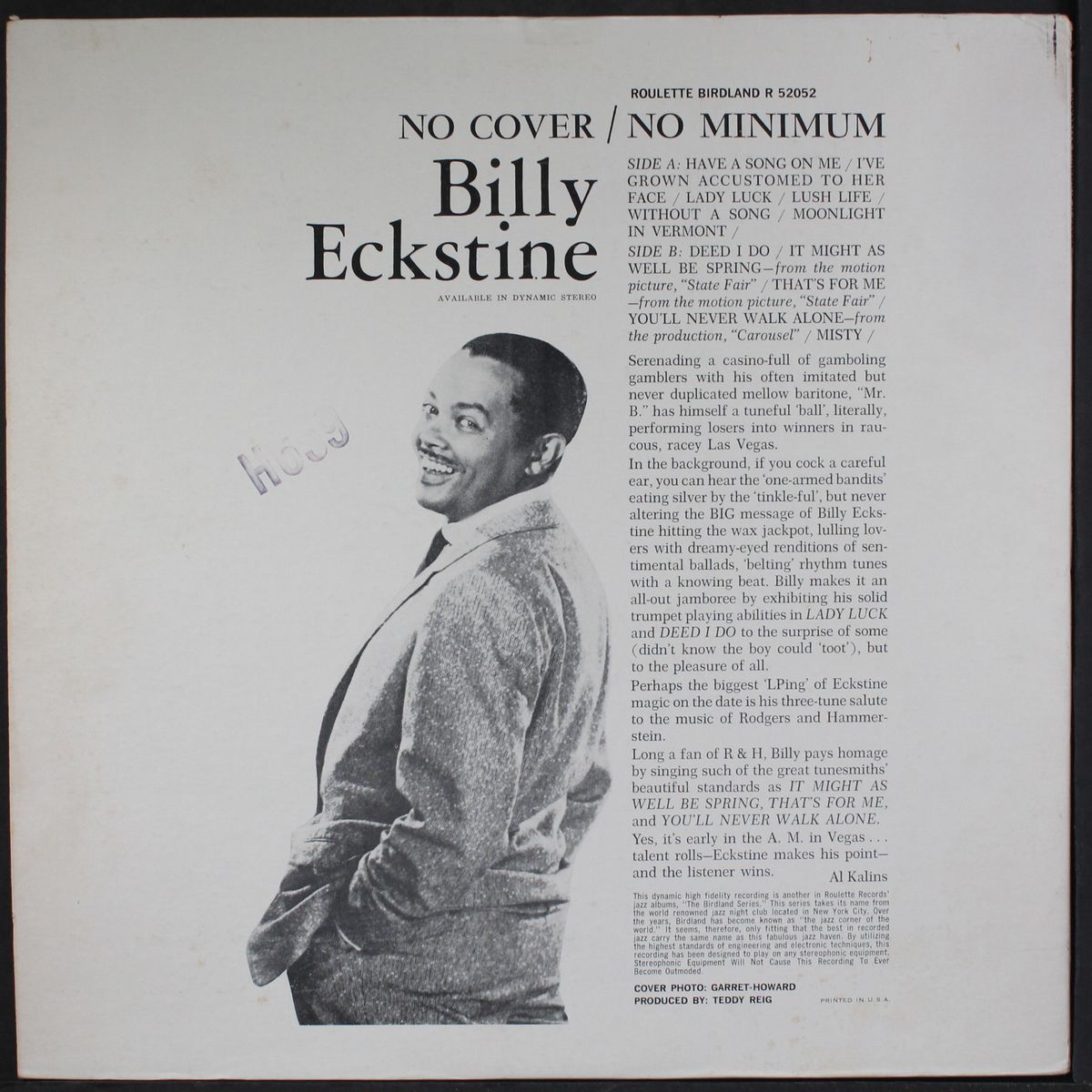 no cover, no minimum by BILLY ECKSTINE