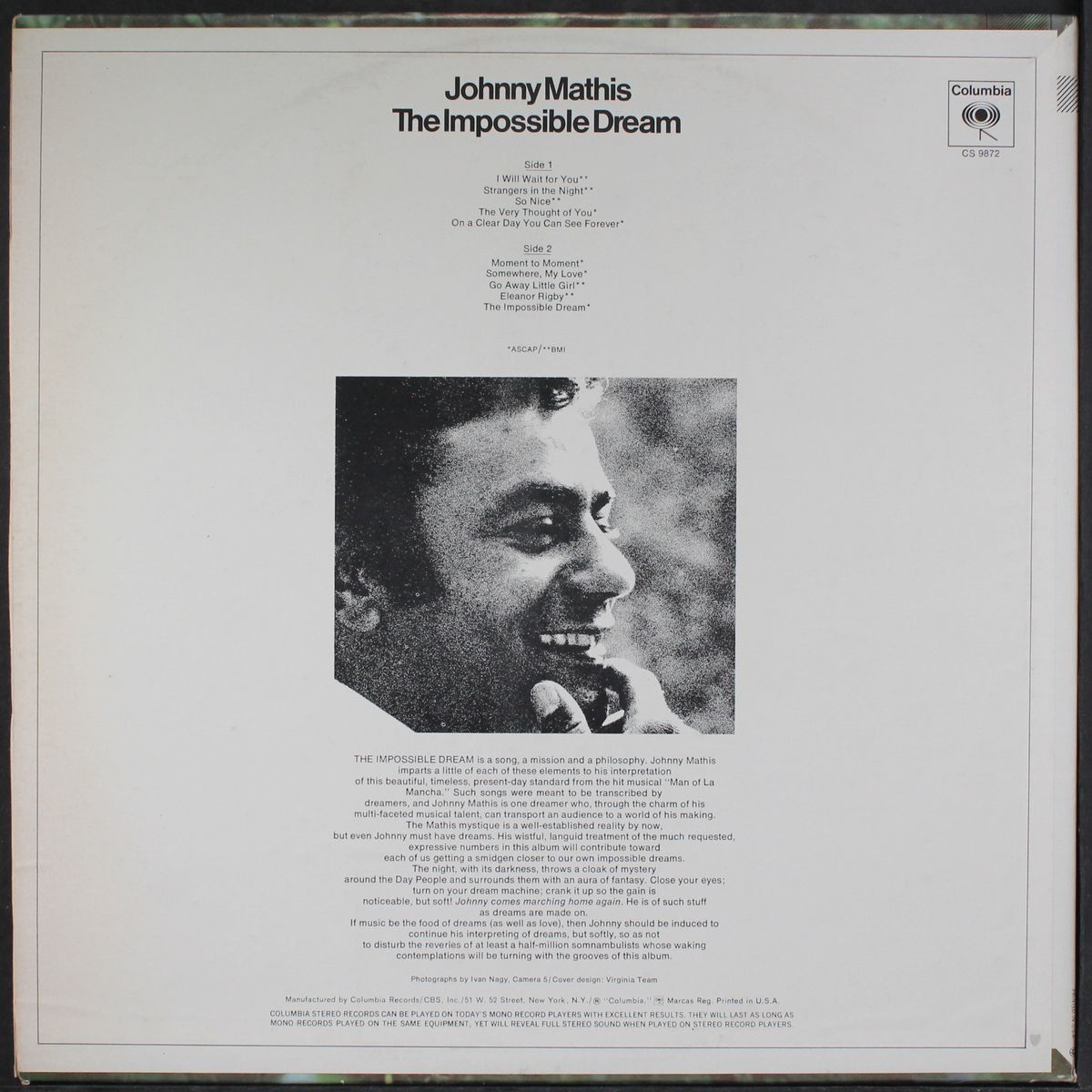 the impossible dream by JOHNNY MATHIS