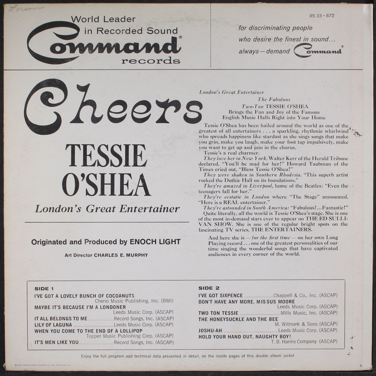 cheers by TESSIE O'SHEA