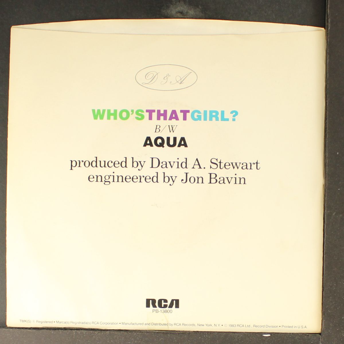 who's that girl / aqua by EURYTHMICS