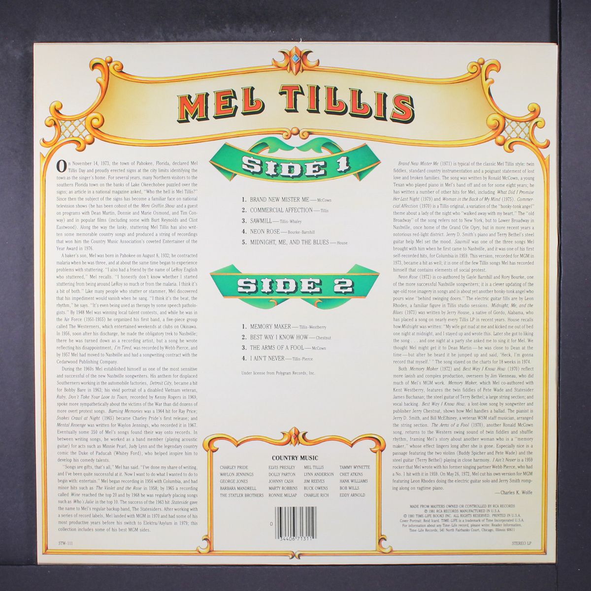 country music by MEL TILLIS