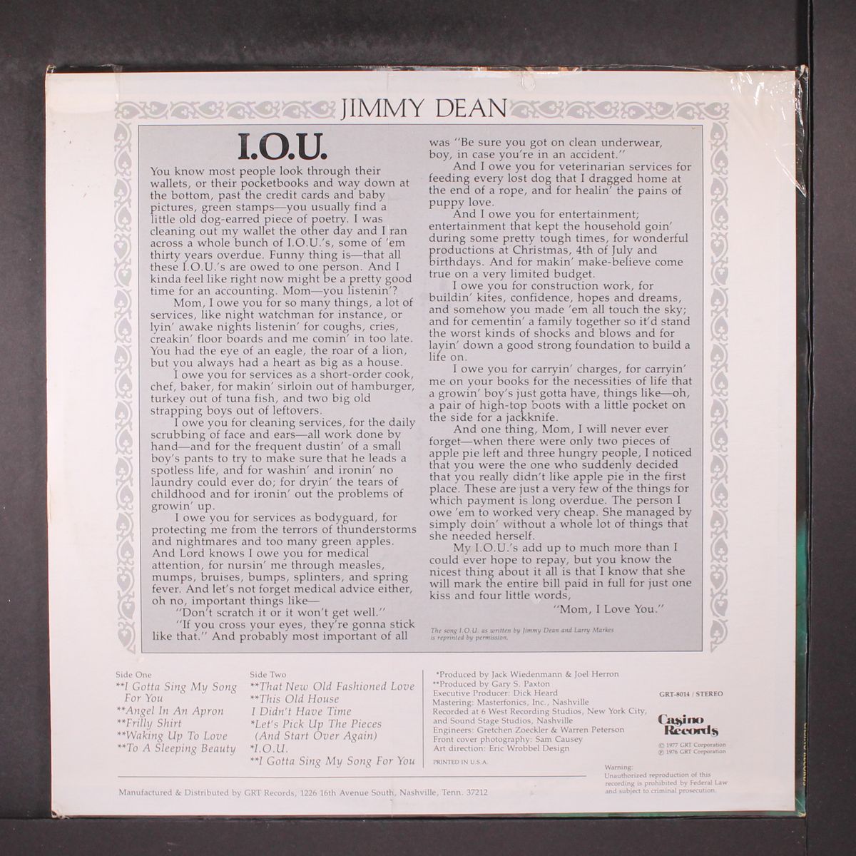 i.o.u. by JIMMY DEAN