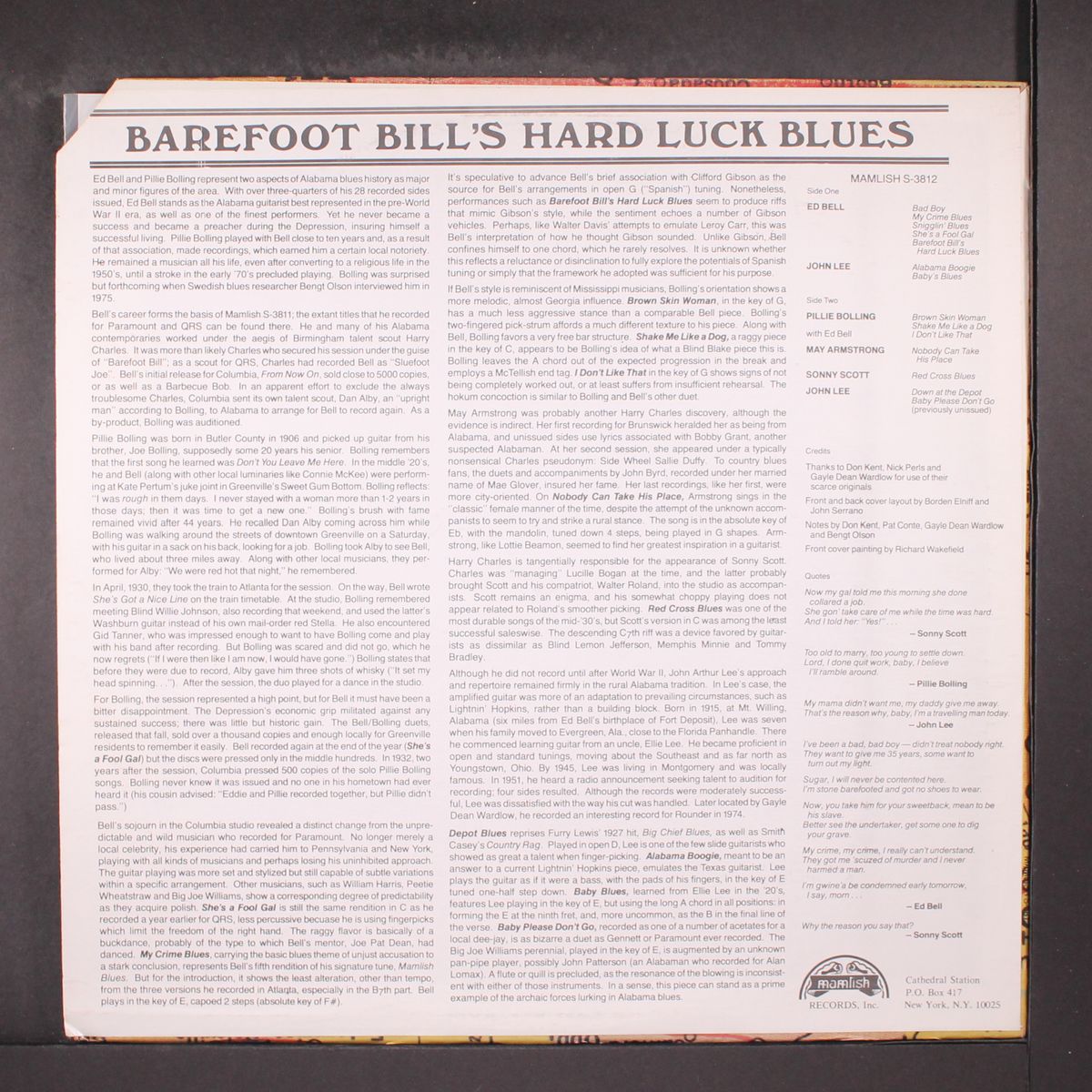 barefoot bill's hard luck blues by BAREFOOT BILL