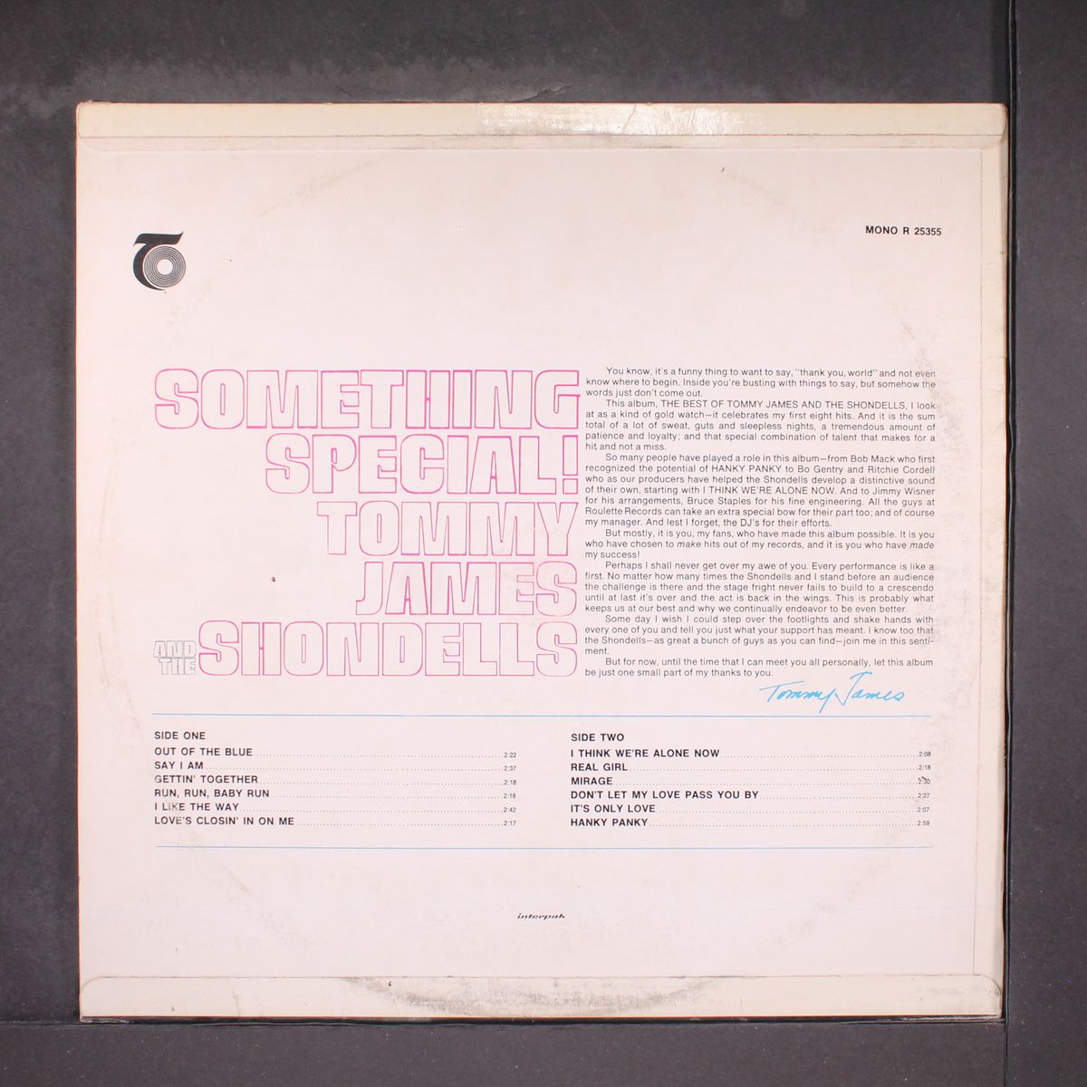 something special the best of by TOMMY JAMES & SHONDELLS