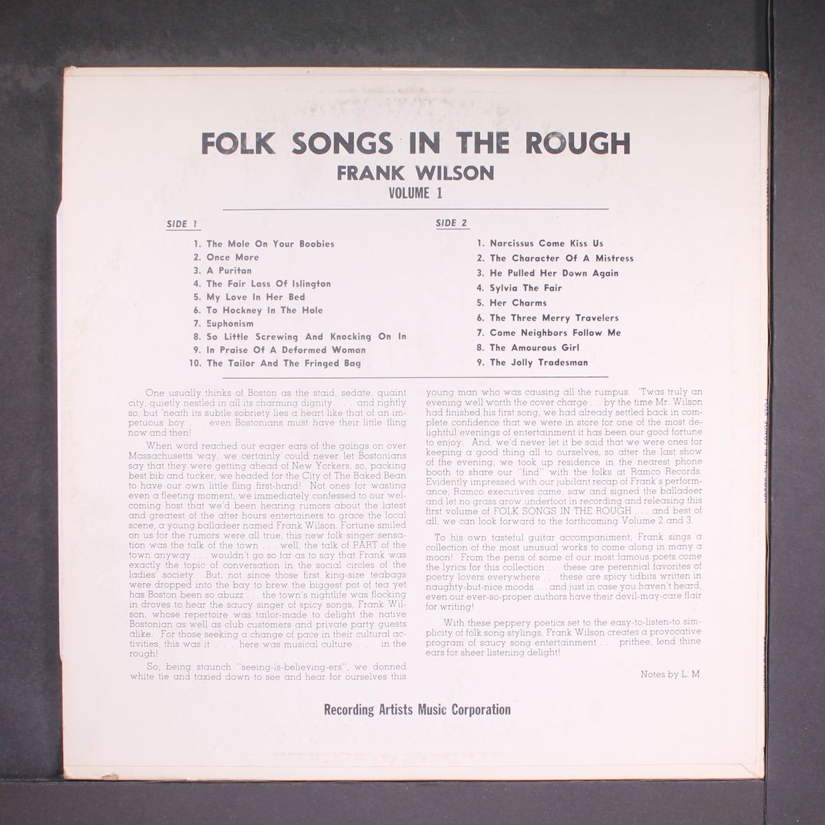folk songs in the rough by FRANK WILSON