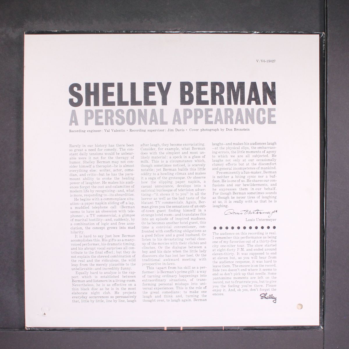 a personal appearance by SHELLEY BERMAN