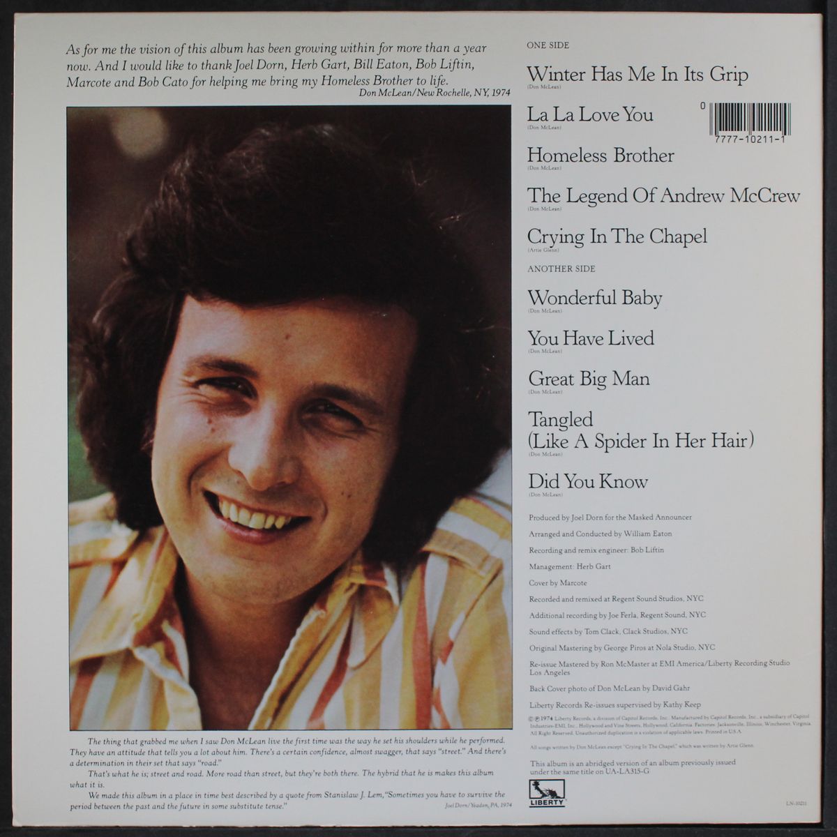 homeless brother by DON MCLEAN