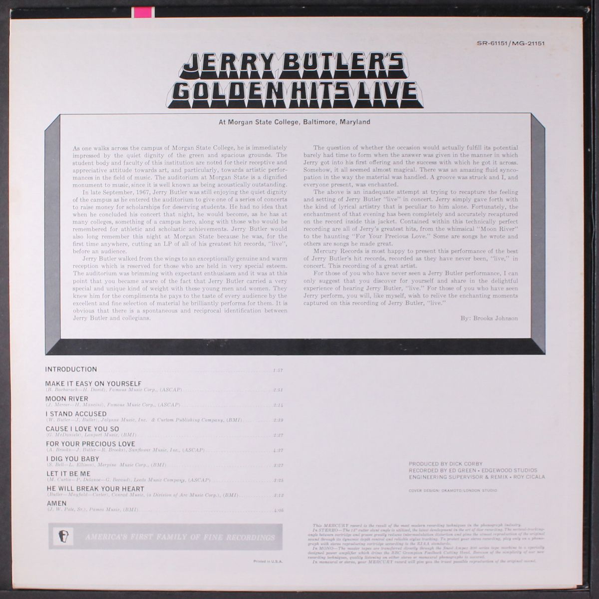golden hits live by JERRY BUTLER