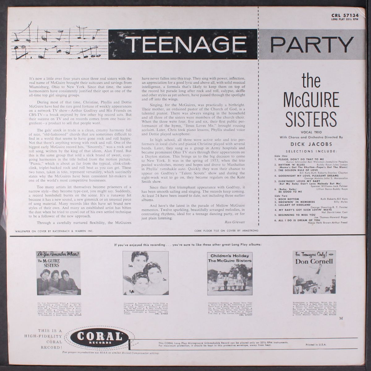 teenage party by MCGUIRE SISTERS