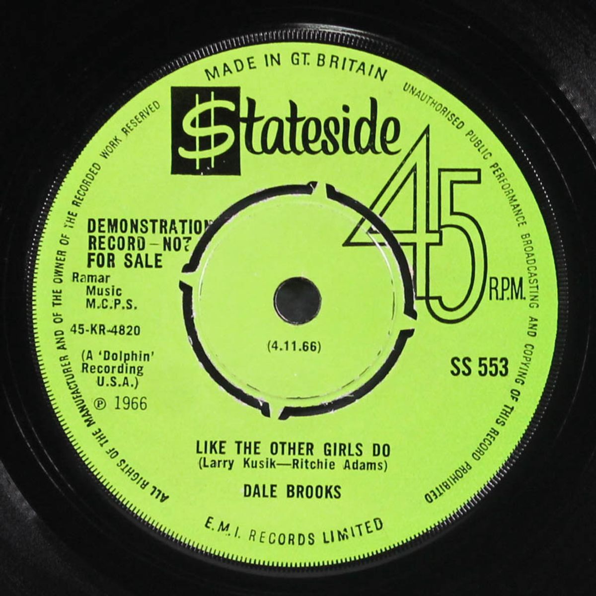 i wanna be your girl / like the other girls do by DALE BROOKS