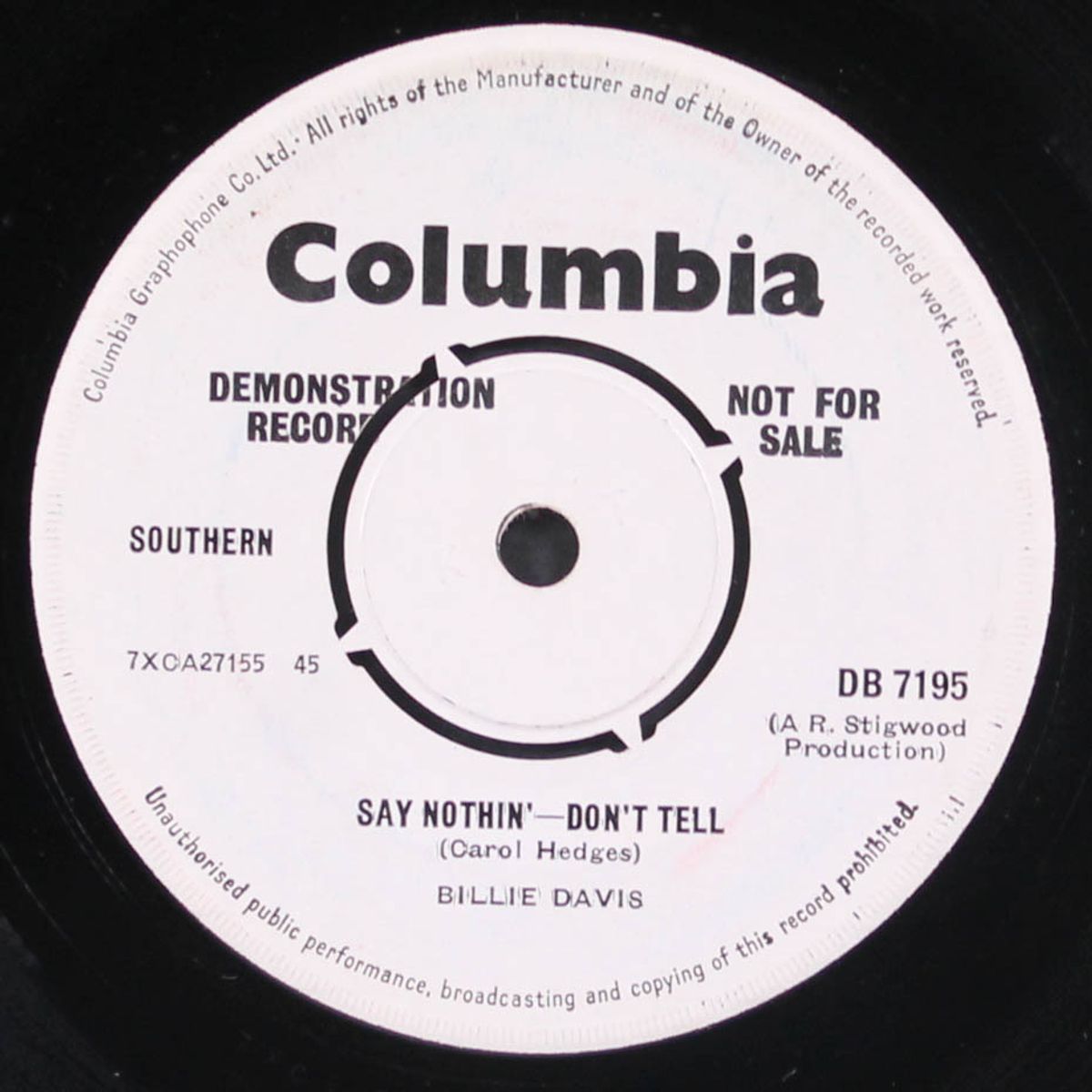 that boy john / say nothin' - don't tell by BILLIE DAVIS