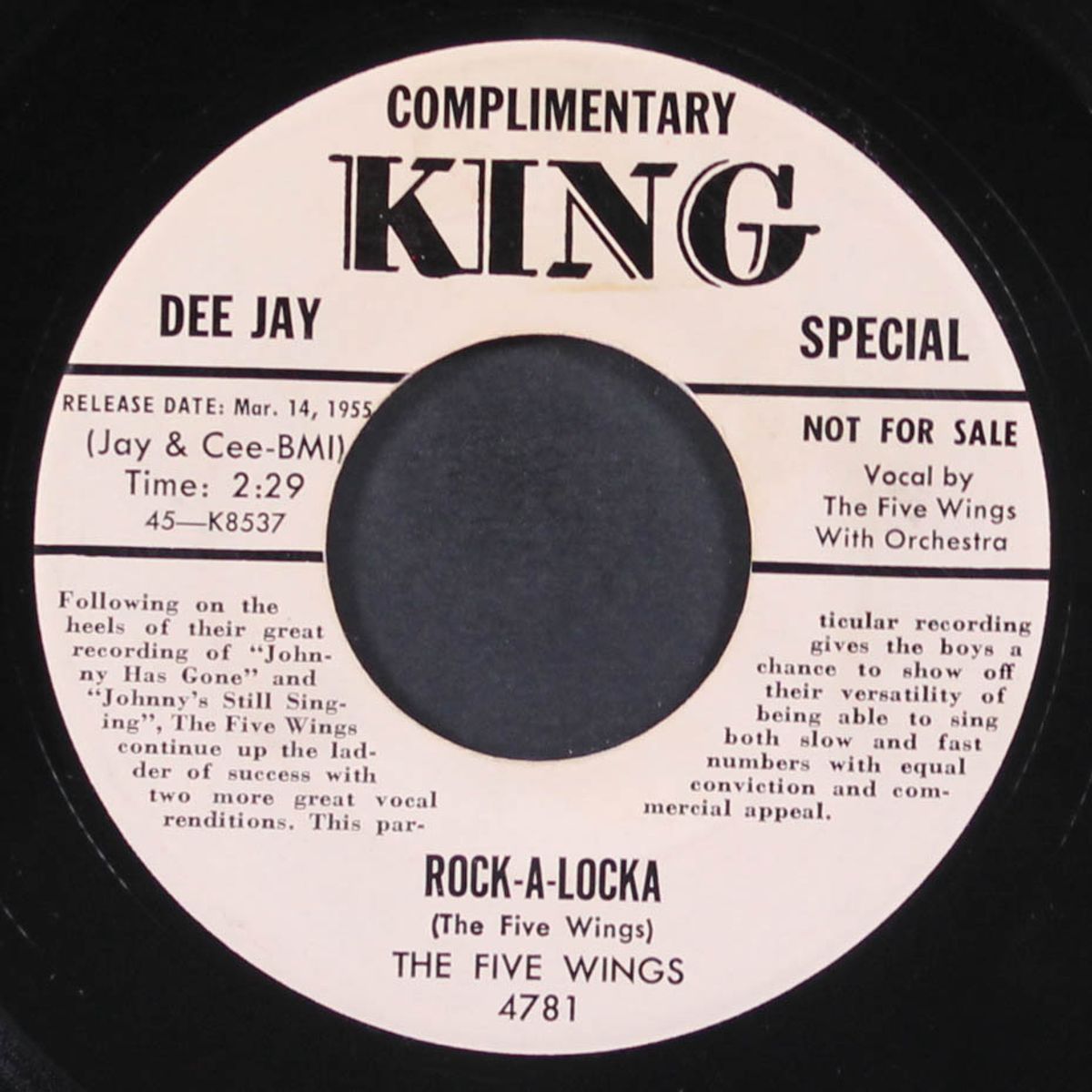 teardrops are falling / rock-a-locka by FIVE WINGS