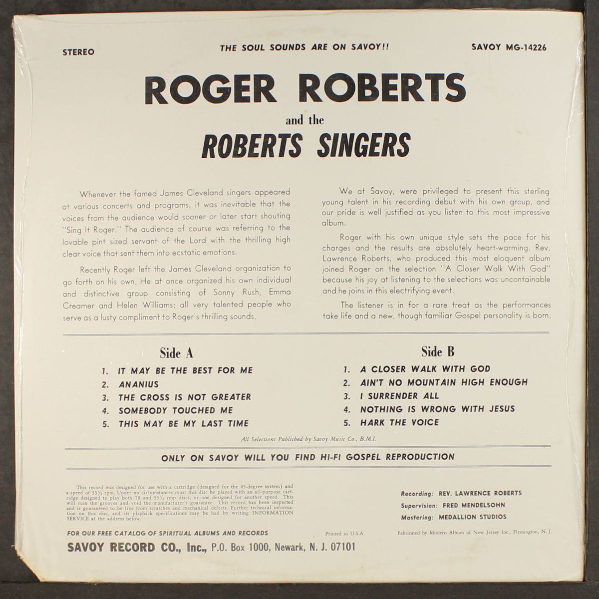 roger roberts & roberts singers by ROGER ROBERTS & ROBERTS SINGERS