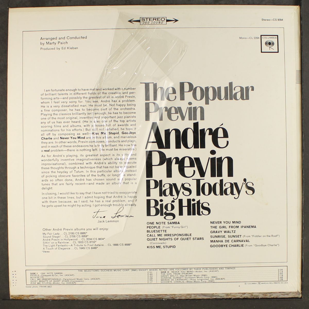 the popular previn by ANDRE PREVIN