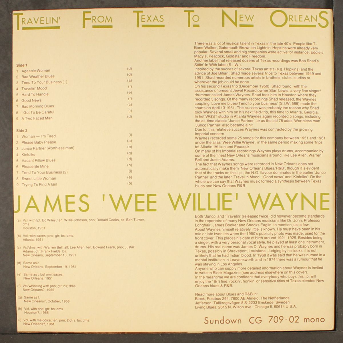 travelin' from texas to new orleans by WEE WILLIE WAYNE