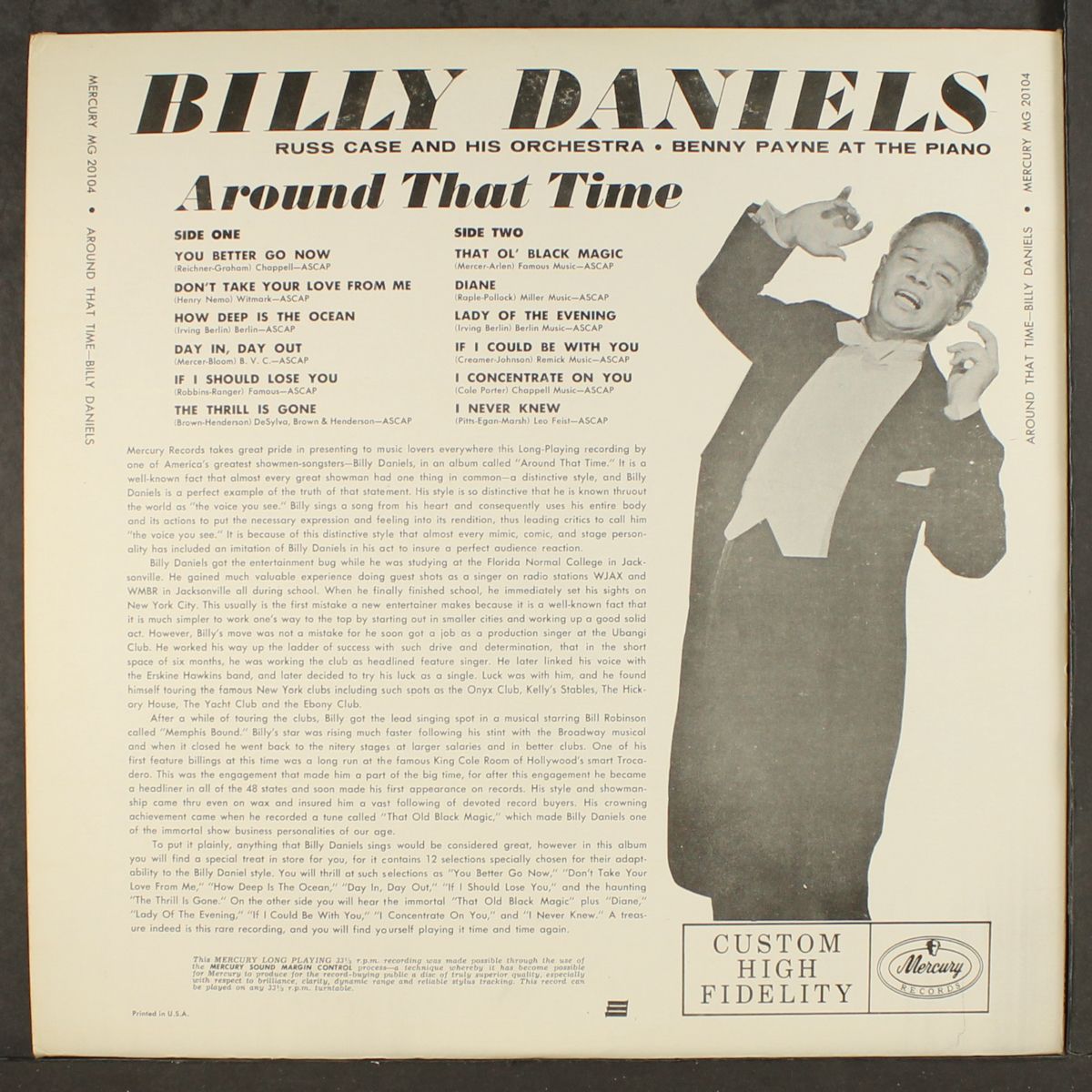 around that time by BILLY DANIELS