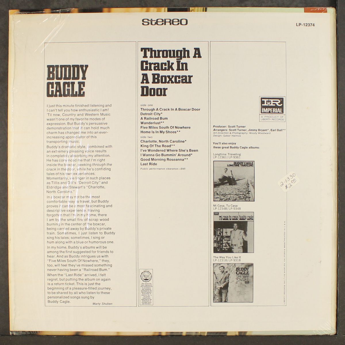 through a crack in a boxcar door by BUDDY CAGLE