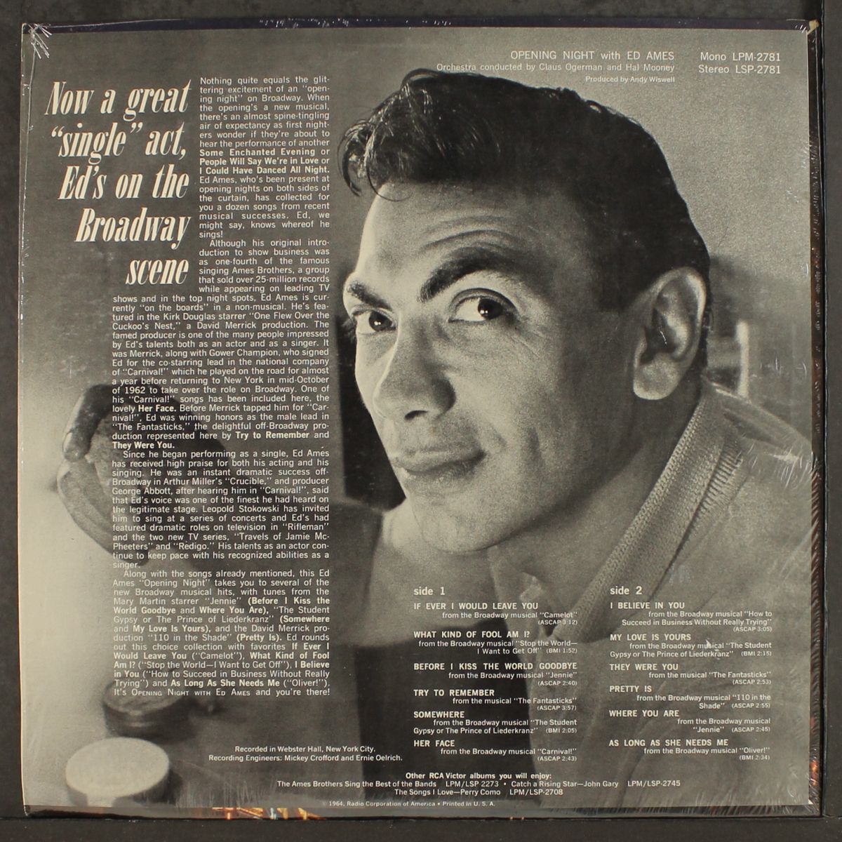 opening night with by ED AMES