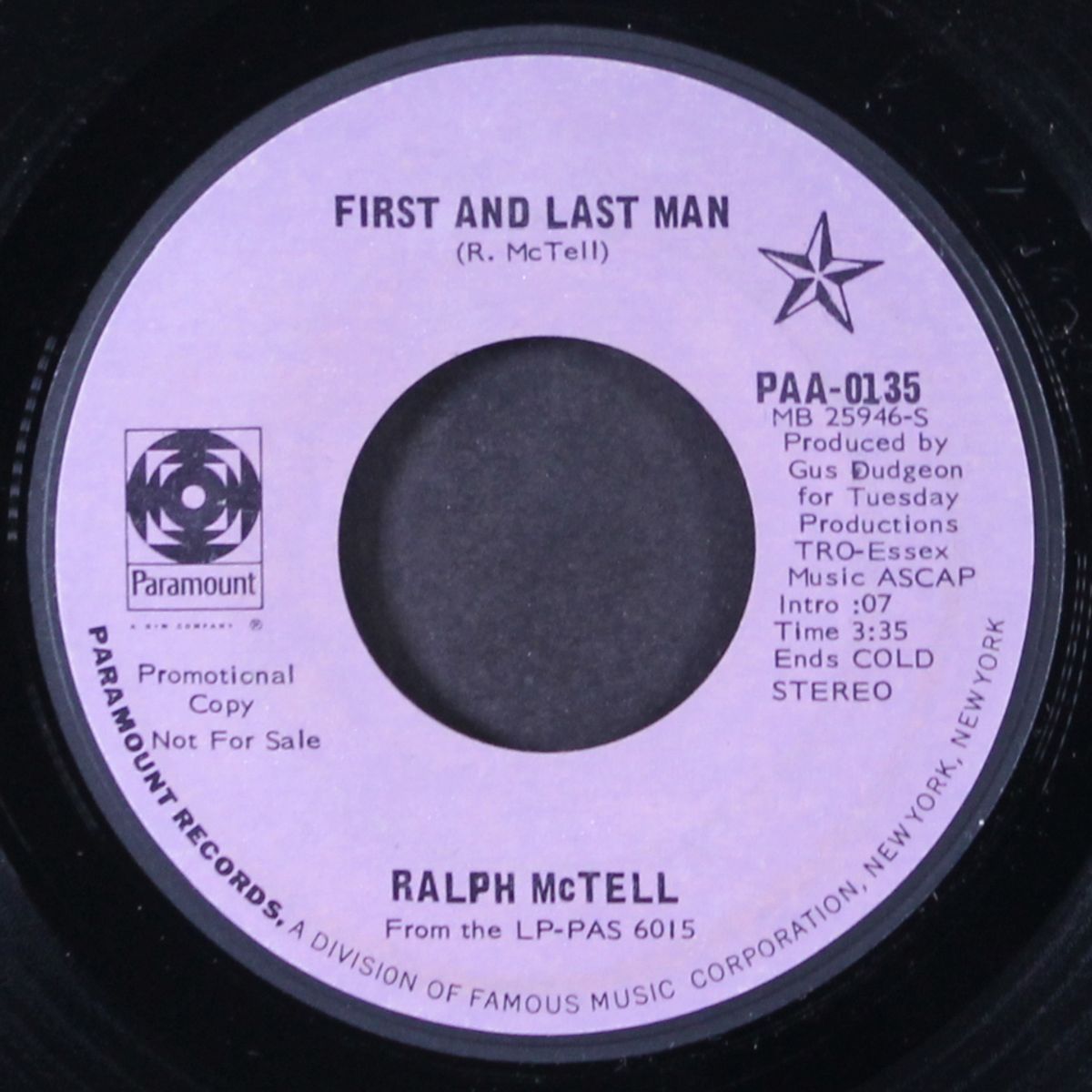 first and last man by RALPH MCTELL