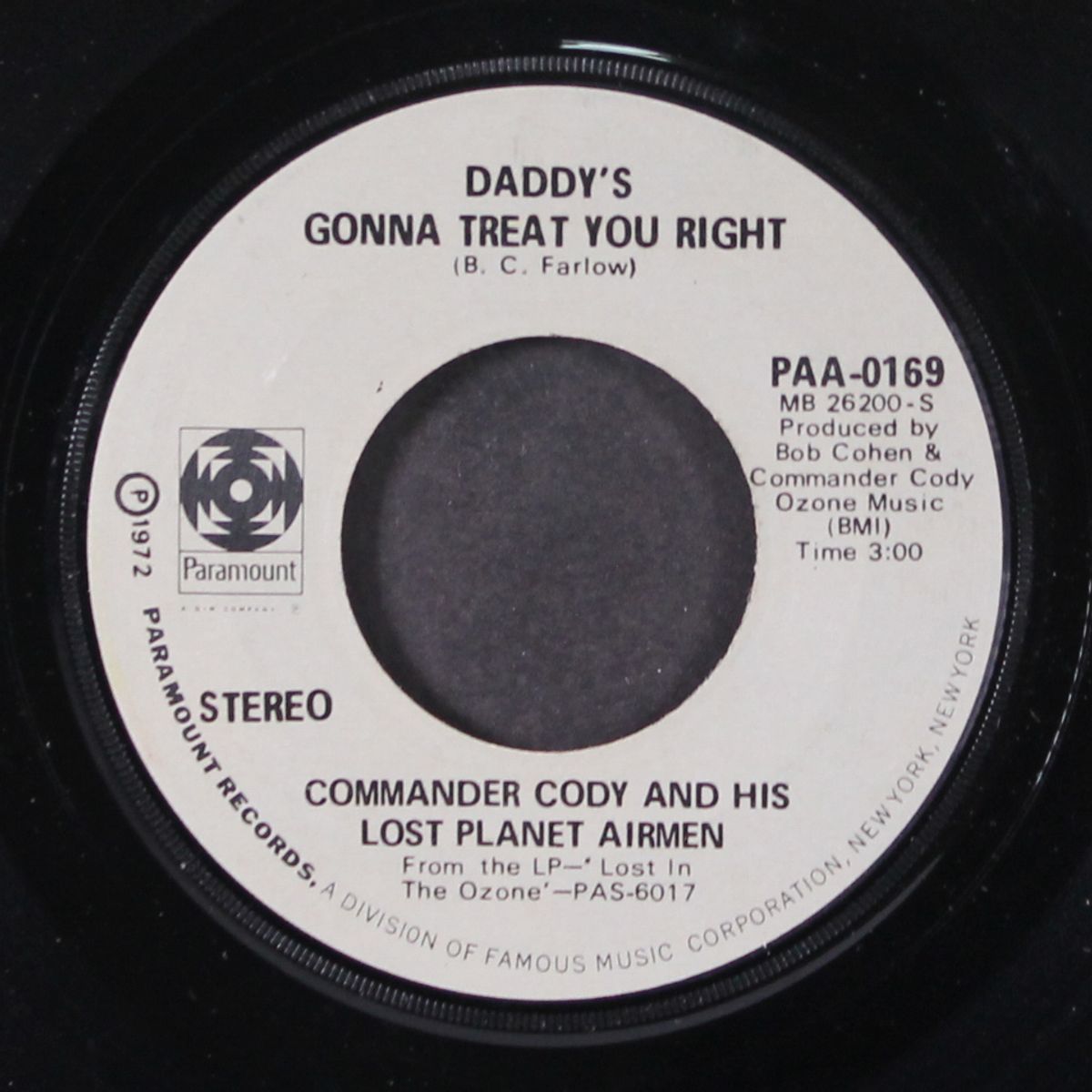beat me daddy eight to the bar / daddy's gonna treat you right by COMMANDER CODY & HIS LOST PLANET AIRMEN