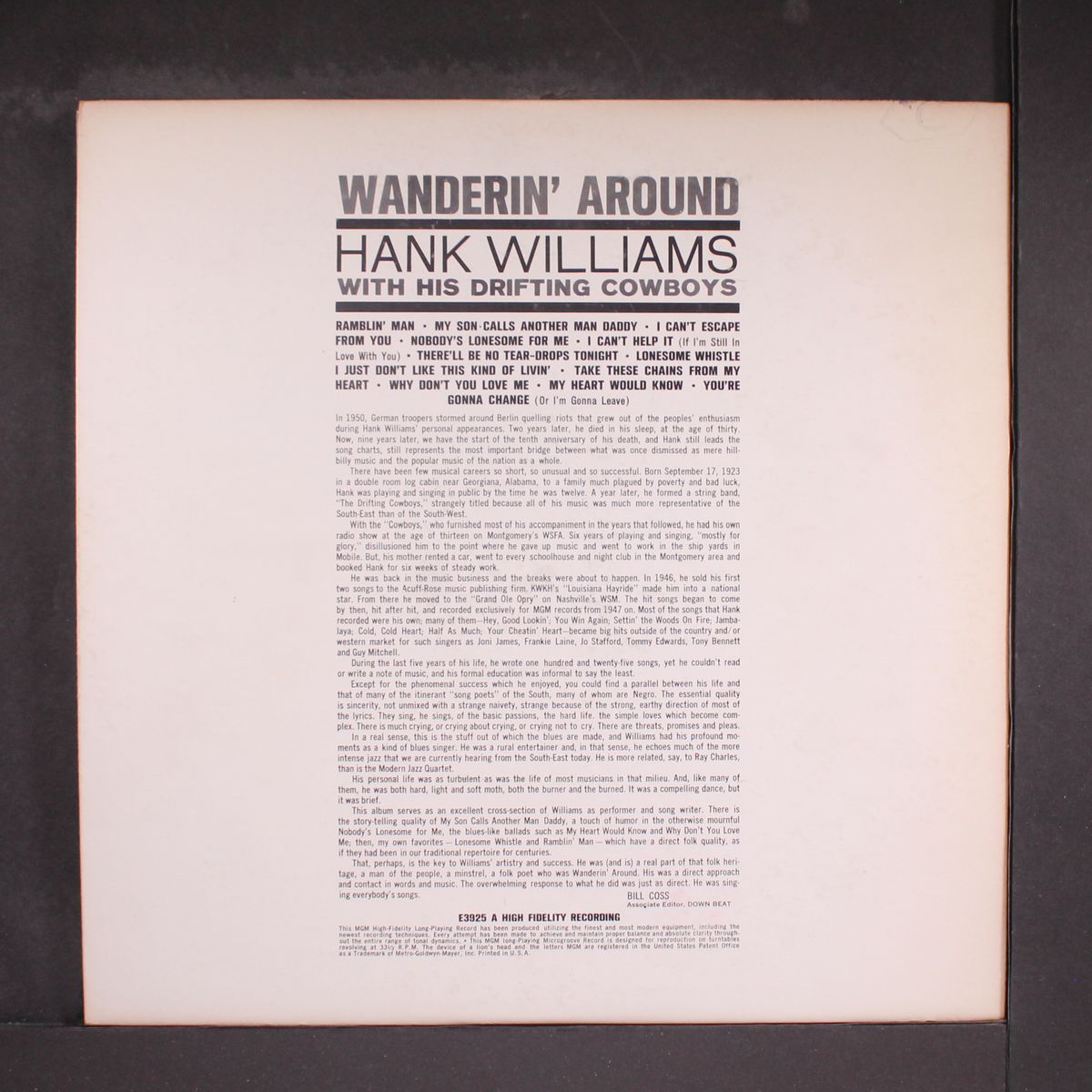 wanderin' around by HANK WILLIAMS