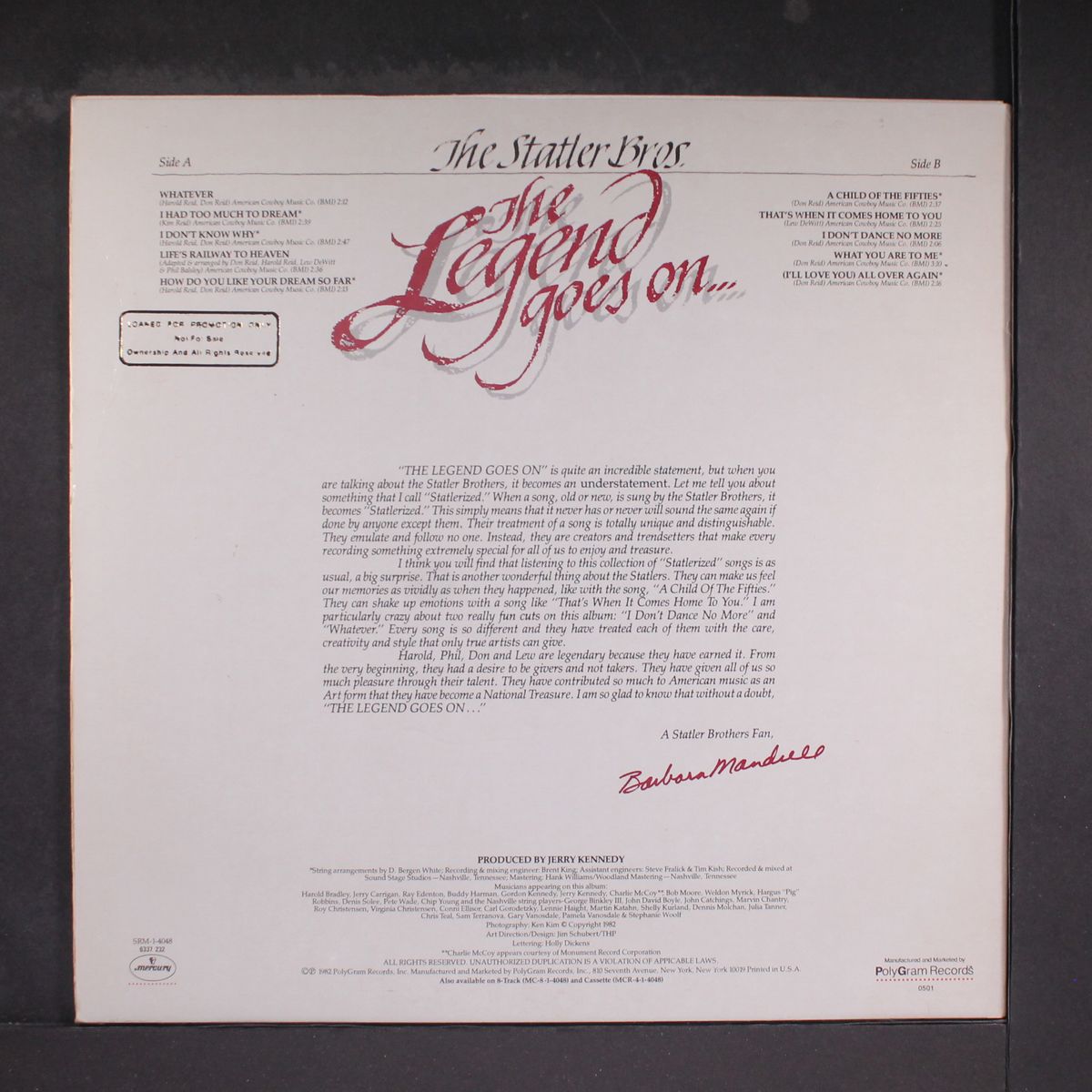 the legend goes on... by STATLER BROTHERS
