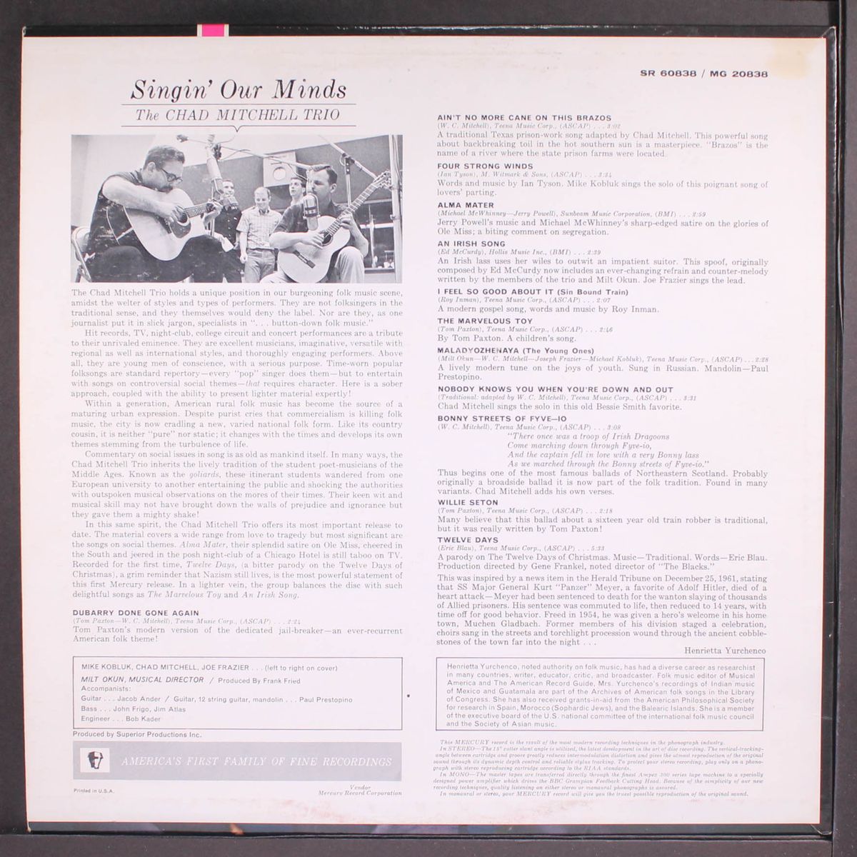singin our mind by CHAD MITCHELL TRIO