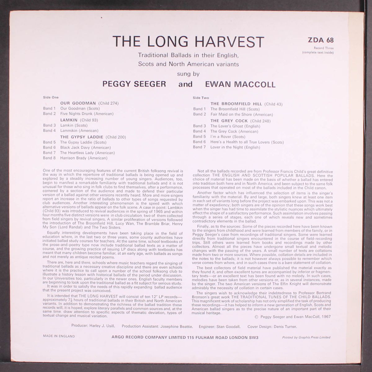 the long harvest, record 3 by EWAN MACCOLL & PEGGY SEEGER